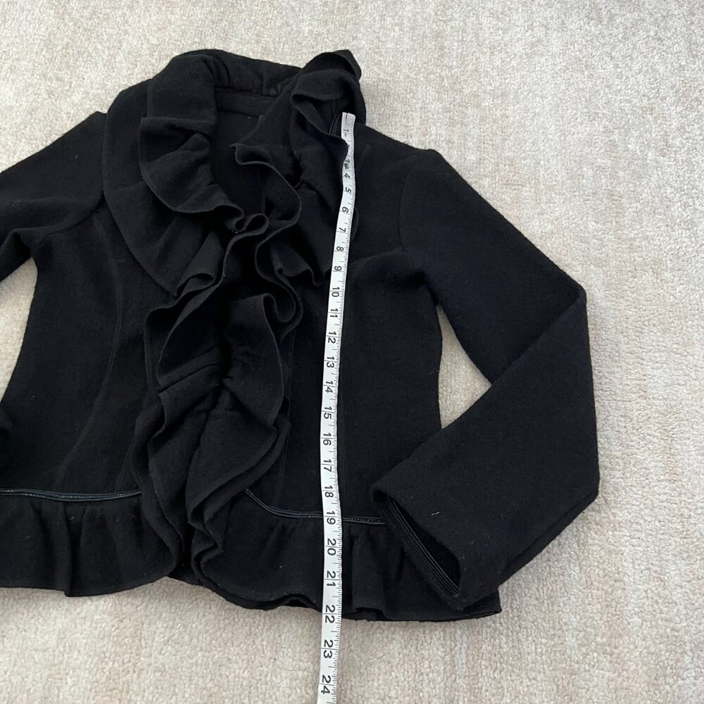 Magaschoni Wool Ruffle Black Jacket S - Picture 5 of 9